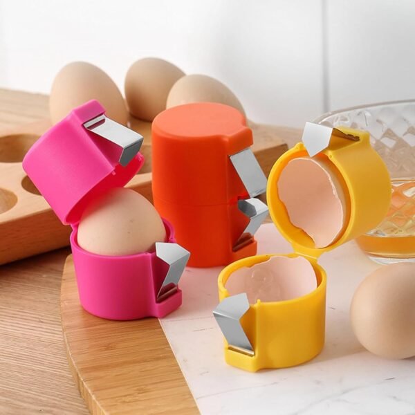 3PCS Egg Shell Opener, Egg Cracker Egg Peeler Egg Separator for Raw Eggs, Hard Boiled Egg Peeler Tool for Cutting Eggs, Eggs Breaker Kitchen Gadgets for Cooking Bakery (Orange&Pink&Yellow)