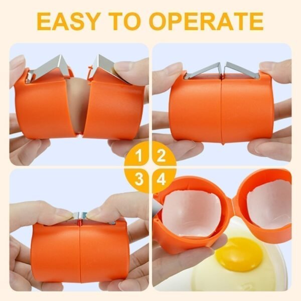 3PCS Egg Shell Opener, Egg Cracker Egg Peeler Egg Separator for Raw Eggs, Hard Boiled Egg Peeler Tool for Cutting Eggs, Eggs Breaker Kitchen Gadgets for Cooking Bakery (Orange&Pink&Yellow) - Image 2