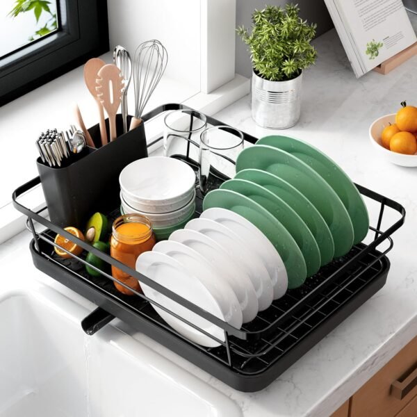 Kitsure Dish Drying Rack- Space-Saving Dish Rack, Dish Racks for Kitchen Counter, Stainless Steel Kitchen Drying Rack with a Cutlery Holder, 12''W x...