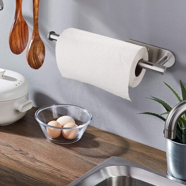 Paper Towel Holders for Kitchen,Paper Towels Bulk- Self-Adhesive Under Cabinet,Both Available in Adhesive and Screws,Stainless Steel - Image 2