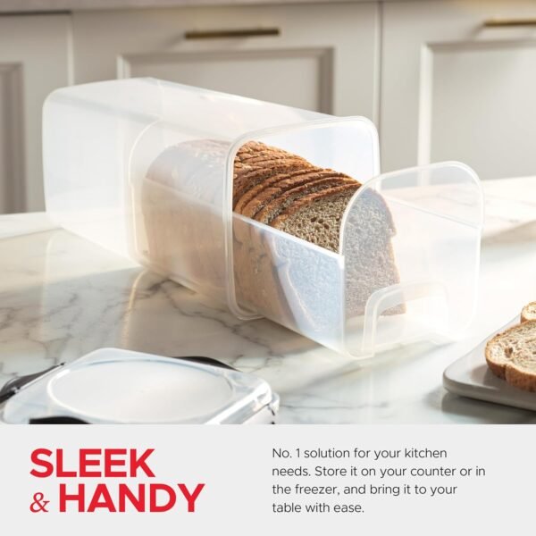 Tafura Bread Storage Container with Tray, Plastic Bread Box, Bread Container with Airtight Lid, Loaf Bread Keeper, Bread Holder for Homemade Bread, BPA Free - Image 2