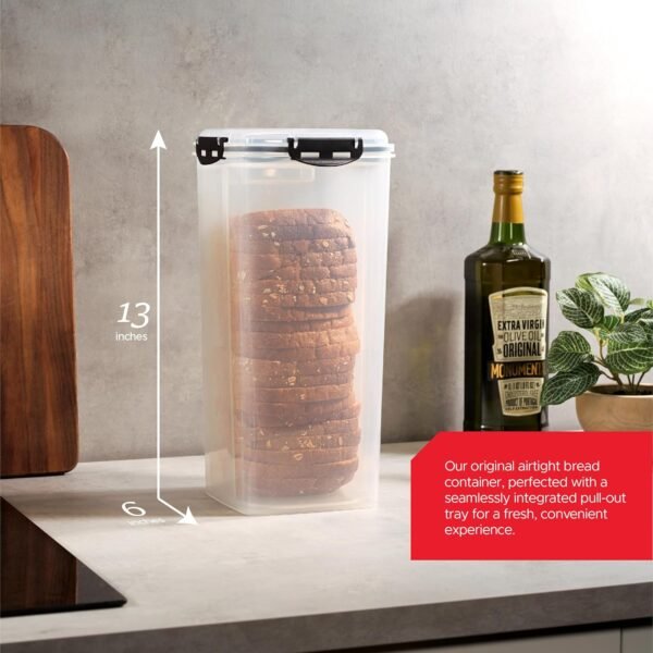Tafura Bread Storage Container with Tray, Plastic Bread Box, Bread Container with Airtight Lid, Loaf Bread Keeper, Bread Holder for Homemade Bread, BPA Free - Image 3
